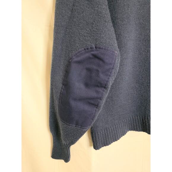 Military Equipment Button Cardigan Sweater Men's 44R Navy Elbow Patch Wool Blend - Picture 4 of 7